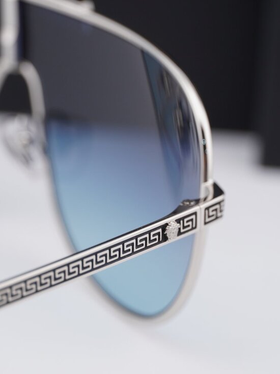 Versace VE2293 100019 Shield Sunglasses – Silver / Blue main image 8